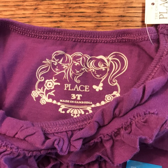 Children’s Place long sleeve tee with ruffles. Size 3T. New. Purple - Picture 5 of 6